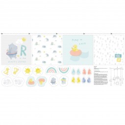 Tissu Katia fabrics - Jersey Panneau - Sky Rhinos Baby Panel 