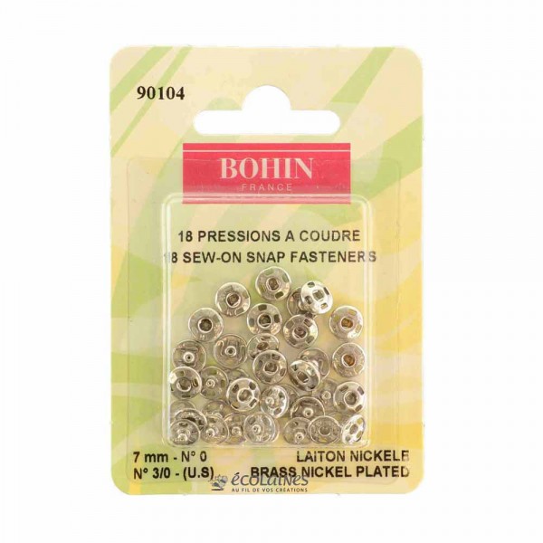 Boutons pression à coudre 7mm argent