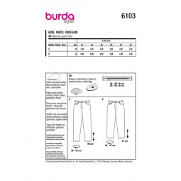 Patron Burda 6103 - Pantalon look jean