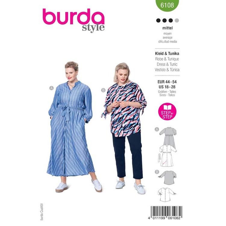 Patron Burda 6108 - Robe chemisier