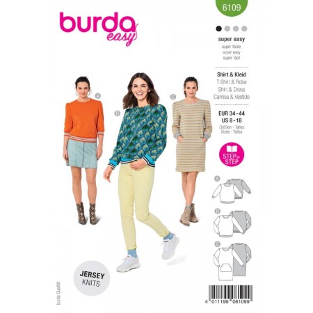 Patron Burda 6109 - Sweat-shirt confortable