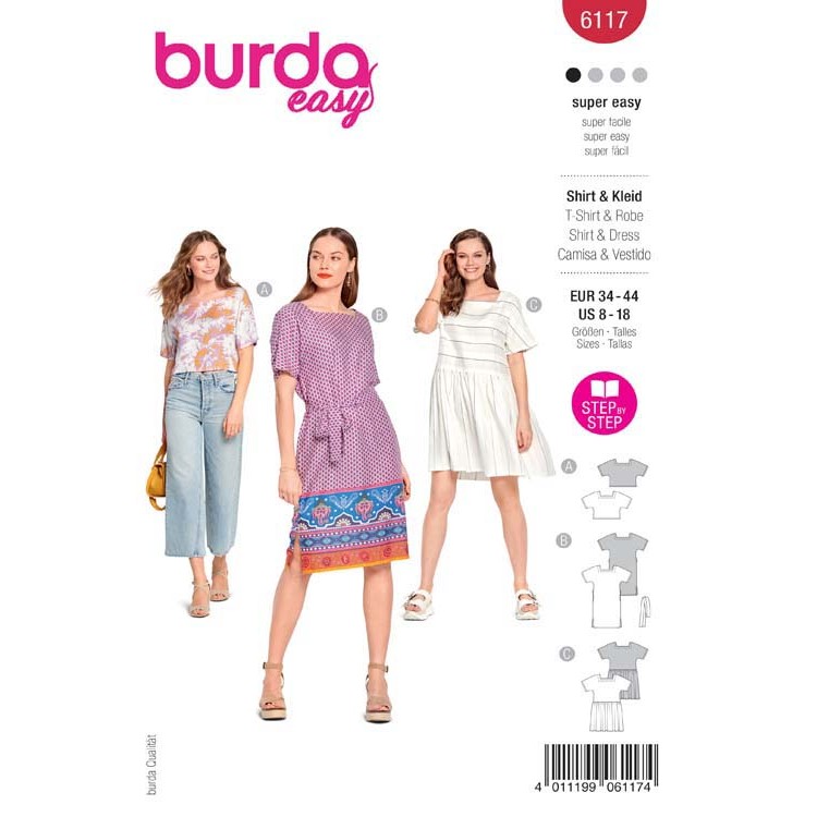 Patron Burda 6117 - Crop top, robe fluide