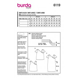 Patron Burda 6119 - Tee-shirt ou robe encolure asymétrique