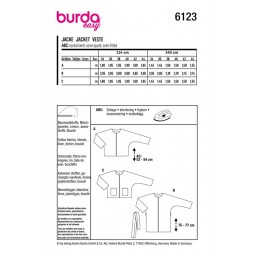 Patron Burda 6123 - Veste sans col