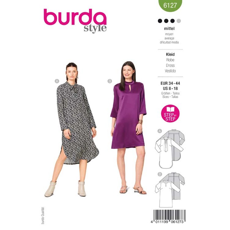 Patron Burda 6127 - Robe col lavallière