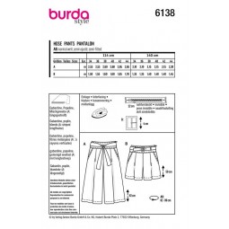 Patron Burda 6138 - Jupe-culotte à poches italiennes