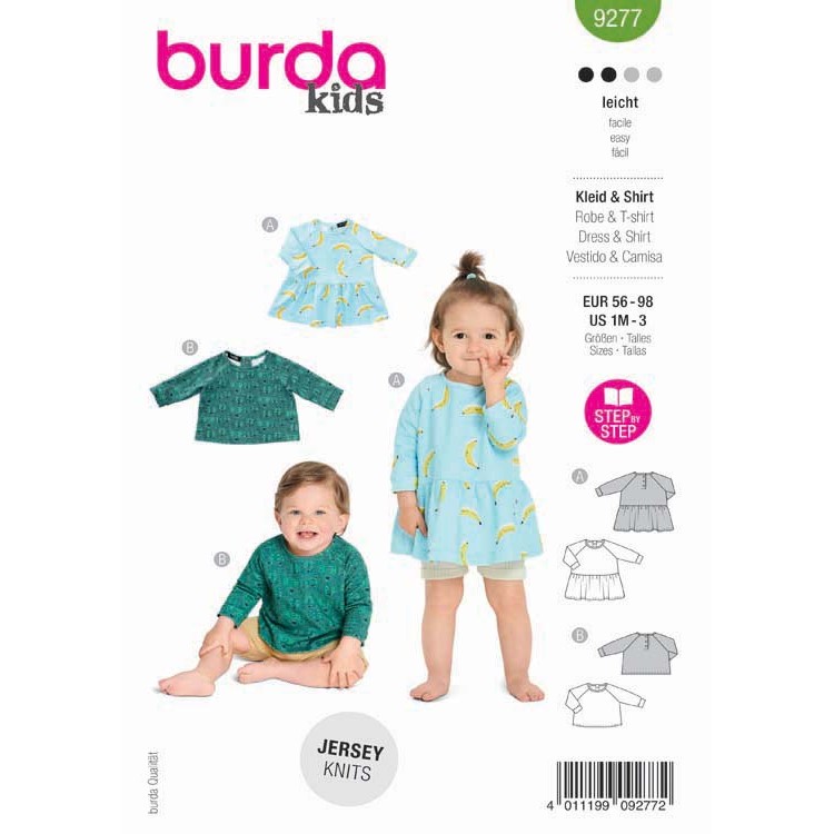 Patron Burda 9277 - Tee-shirt ou robe pour bébé