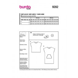 Patron Burda 9282 - Tee-shirt ou robe droite