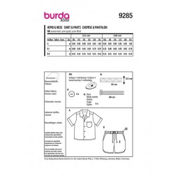 Patron Burda 9285 - Chemise manche courte et short