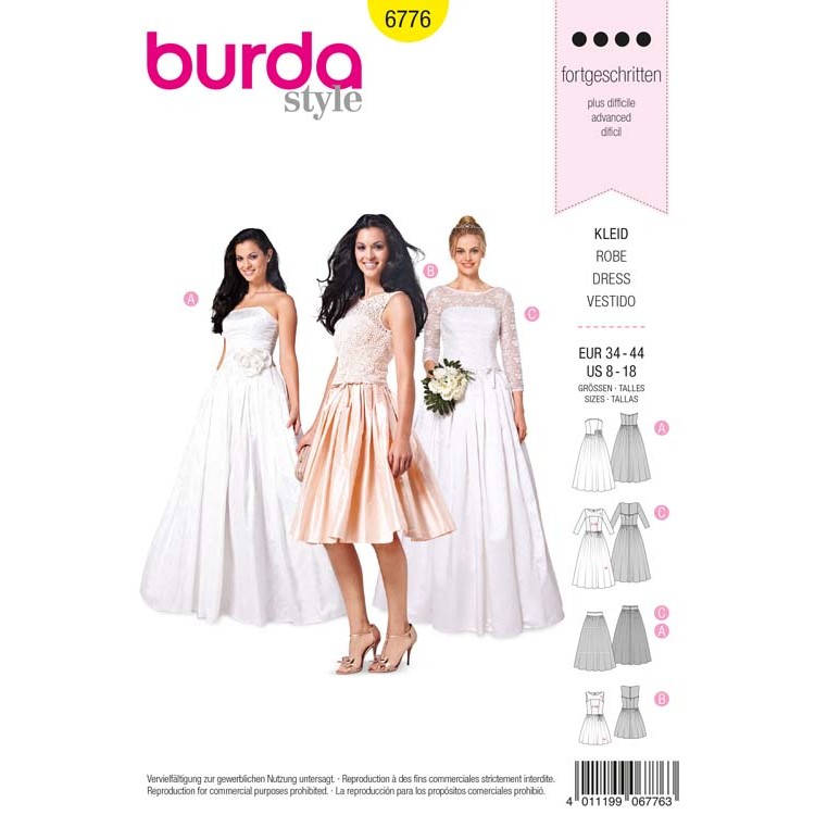 Patron Burda 6776 - Robe de mariée ou de soirée parfaite