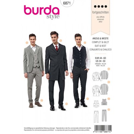 Patron Burda 6871 - Costume complet et gilet