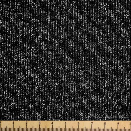Tissu jersey sweat - Noir à paillettes argent