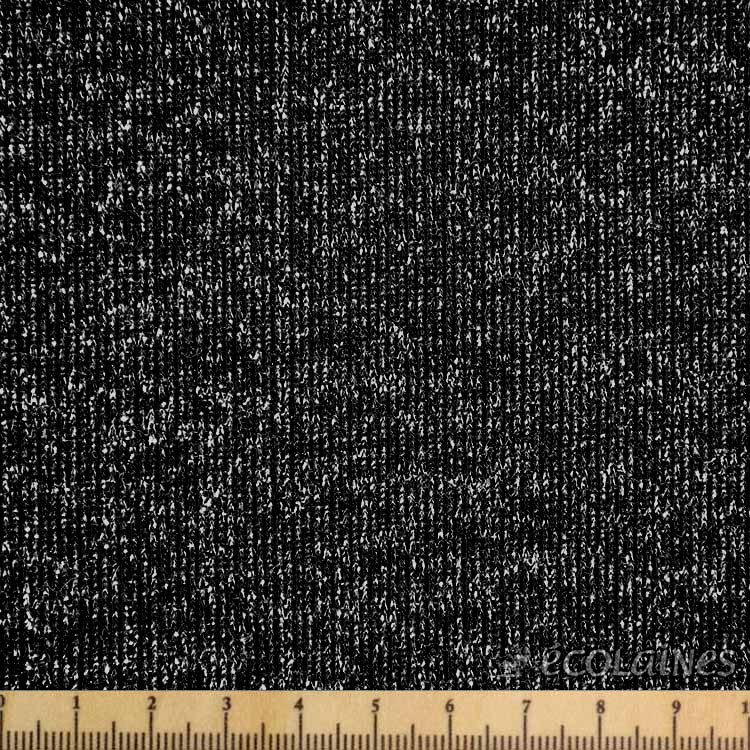 Tissu jersey sweat - Noir à paillettes argent