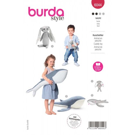 Patron Burda 6044 - Peluches lapin et baleine