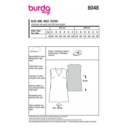Patron Burda Maternité Chasuble à Bretelles – Taille 36 à 48, Neuf, Jamais Utilisé, Allemagne