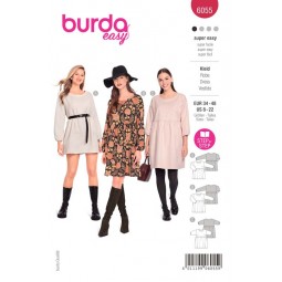 Patron Burda 6055 - Robe à jupe froncée