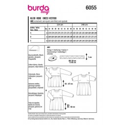 Patron Burda 6055 - Robe à jupe froncée