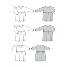 Patron Burda 6055 - Robe à jupe froncée