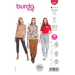 Patron Burda 6056 - Pull col roulé à manches courtes ou longues