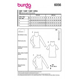 Patron Burda 6056 - Pull col roulé à manches courtes ou longues