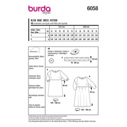 Patron Burda 6058 - Robe tombé fluide manches 3/4