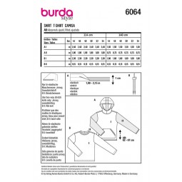 Patron Burda 6064 - Sweat-shirt classique avec capuche ou bordure d'encolure