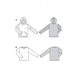 Patron Burda 6064 - Sweat-shirt classique avec capuche ou bordure d'encolure