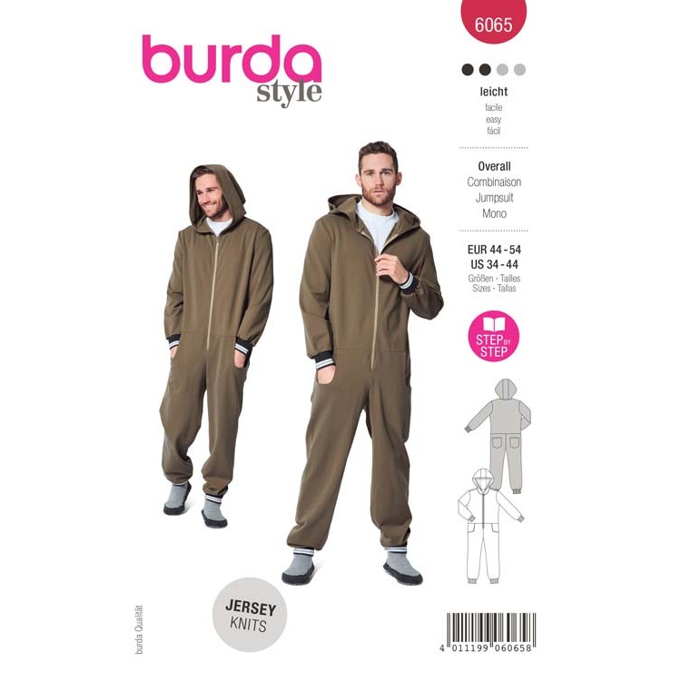 Patron Burda 6065 - Combinaison homme à capuche