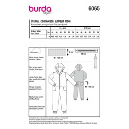 Patron Burda 6065 - Combinaison homme à capuche