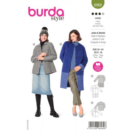 Patron Burda 6069 - Manteau, veste à poches plaquées
