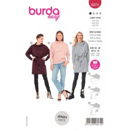 Patron Burda 6074 - T-shirt, robe à col roulé ample