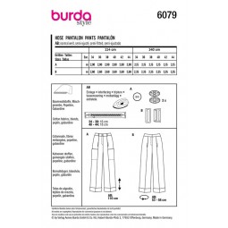 Patron Burda 6079 - Pantalon ample avec pinces et ceinture en forme