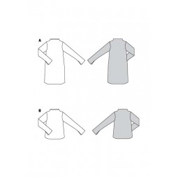Patron Burda 6080 - Robe, tee-shirt avec col intégré au devant et au dos