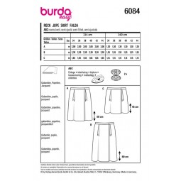 Patron Burda 6084 - Jupe portefeuille à plis creux