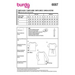 Patron Burda 6087 - T-shirt, robe près du corps avec encolure bateau