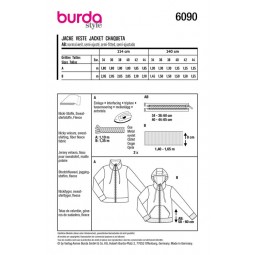 Patron Burda 6090 - Veste sweat-shirt avec fermeture à glissière