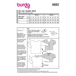 Patron Burda 6093 - Pull avec décolleté dos ou avec fente dos et nœud