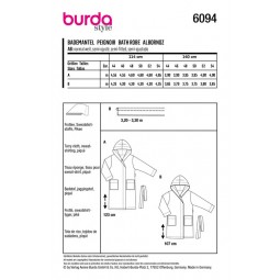 Patron Burda 6094 - Peignoir avec capuche et poches plaquées