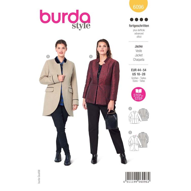 Patron Burda 6096 - Veste avec basque