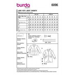 Patron Burda 6096 - Veste avec basque