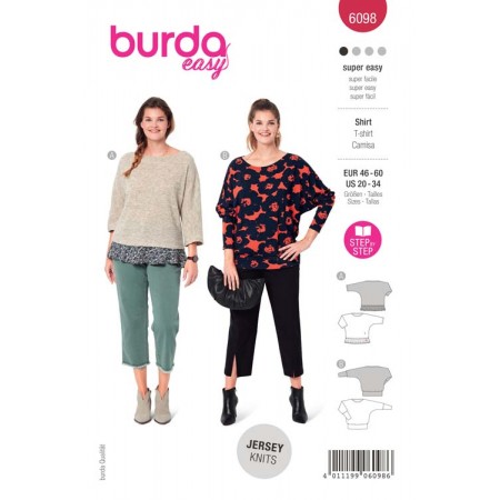 Patron Burda 6098 - T-shirt à manches kimono