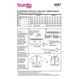 Patron Burda 9267 - Veste et gilet avec fermeture à glissière