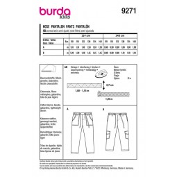 Patron Burda 9271 - Pantalon à coulisse élastiquée et poches plaquées