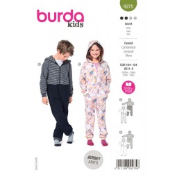 Patron Burda 9275 - Combinaison à capuche enfant