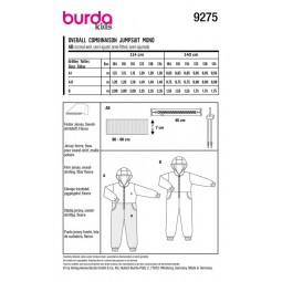 Patron Burda 9275 - Combinaison à capuche enfant