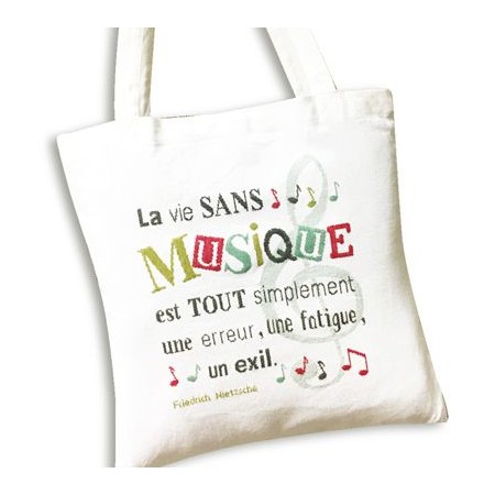 Fiche de broderie Lilipoints : Tote bag musique