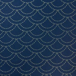 Tissu sashiko préimprimé - Vague indigo