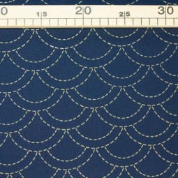 Tissu sashiko préimprimé - Vague indigo