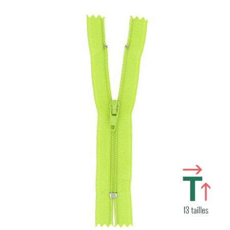 Fermeture à glissière non séparable polyester n°2 - Vert anis Fermeture à glissière non séparable polyester n°2 - Vert anis