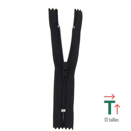 Fermeture à glissière non séparable polyester n°2 - Noir Fermeture à glissière non séparable polyester n°2 - Noir